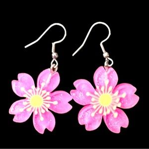 WILD LITTLE PINK DANGLE DROP EARRINGS WITH 925 stainless hooks